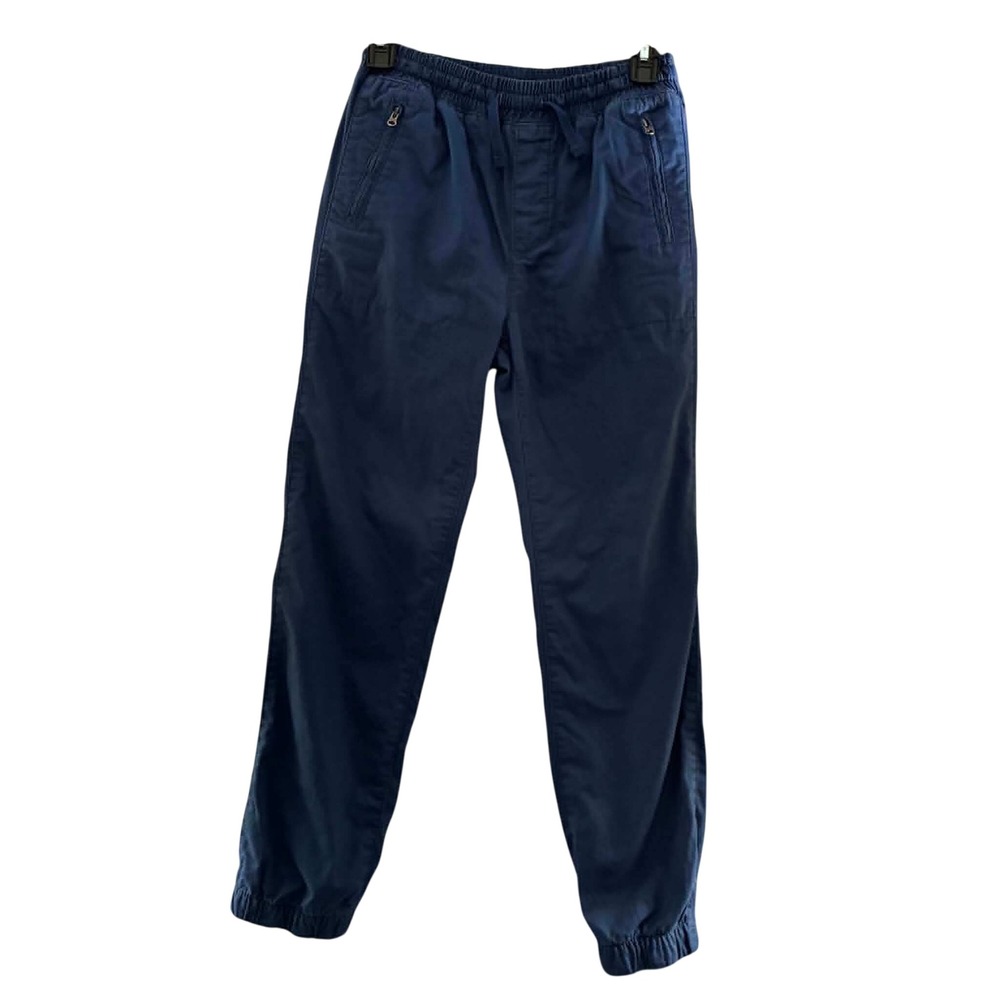Gap Jogger Pants Kids XL Blue Lined Elastic Waist Zipper Pockets Athleisure